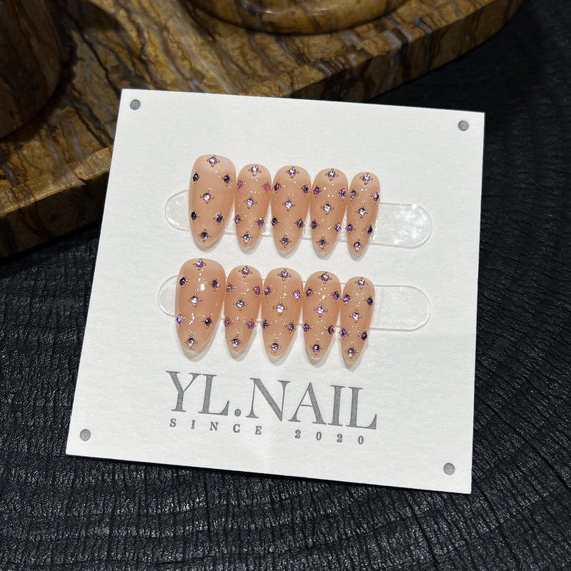 【Yl.Nail Fiji】Handmade Nail Tips ins Unique Heavy-Duty Rhinestone-Studded Sparkling High-End Brightening Wearable Nails