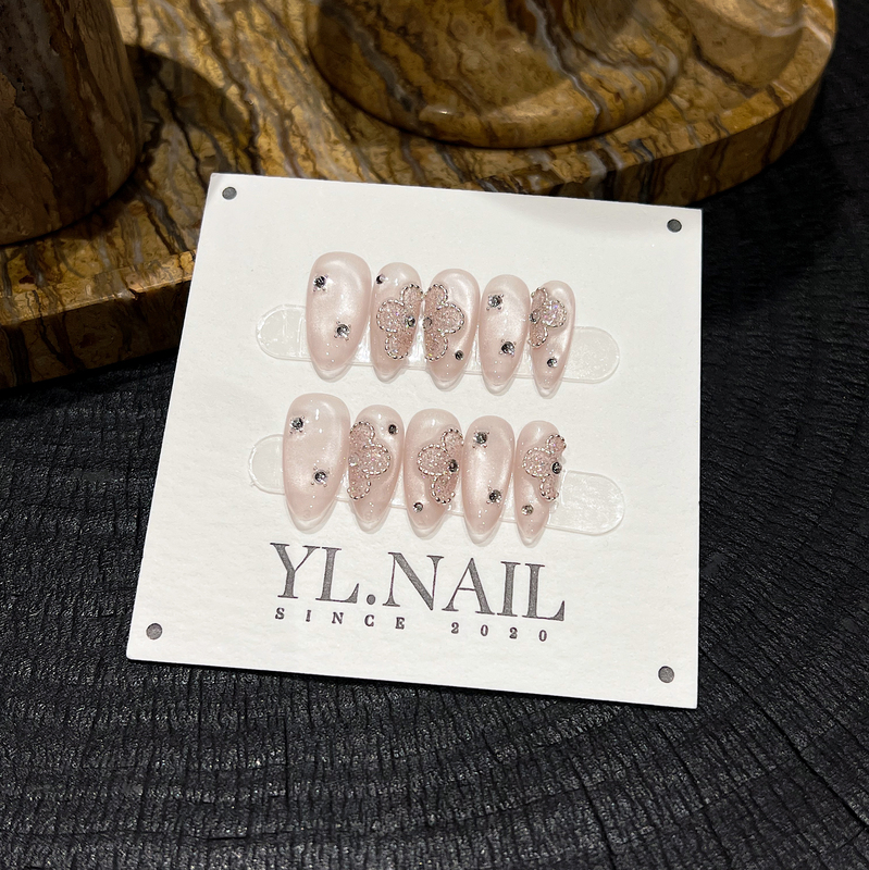 【Yl.Nail Vanke Jewelry 19.0】Handmade Nail Art ins Unique Rhinestone Heavy Craft Pink Cat Eye Wearable Nails 【Yl.Nail Vanke Jewelry 19.0】Handmade Nail Art ins Unique Rhinestone Heavy Craft Pink Cat Eye Wearable Nails