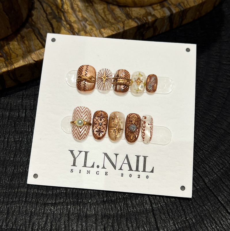 【Yl.Nail Autumn/Winter Fashion Show】Handmade Nail Tips ins Unique Printed Cat Eye Whitening High-End Wearable Nails 【Yl.Nail Autumn/Winter Fashion Show】Handmade Nail Tips ins Unique Printed Cat Eye Whitening High-End Wearable Nails