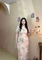 Red Koi ~ (Homemade model) Large size fat mm slimming new Chinese style retro improved version cheongsam dress 200 pounds