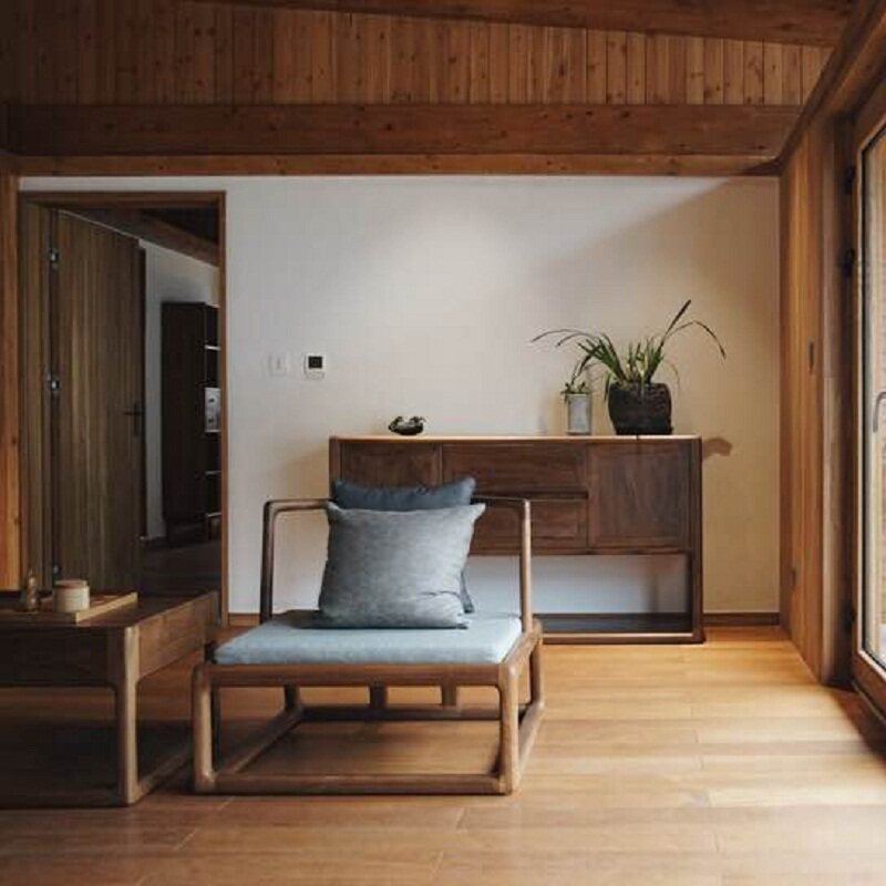 No Phase Backrest Zen Chair Meditation Meditation Cross-legged Wide Chair New Chinese Style Solid Wood Modern Simple Suyuan Furniture