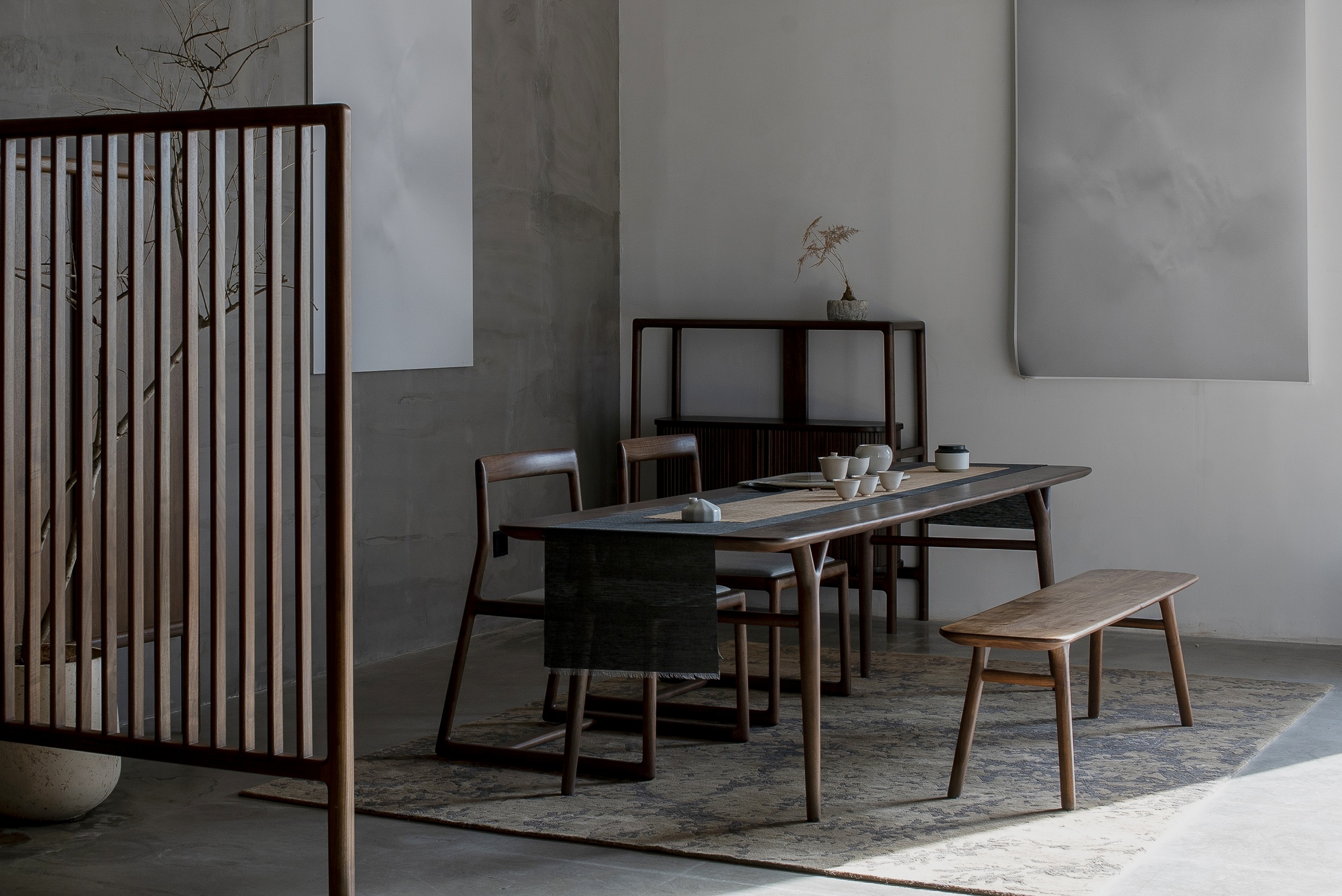 Tea room furniture combination tea table tea chair side cabinet screen new Chinese style solid wood modern simplicity element element furniture