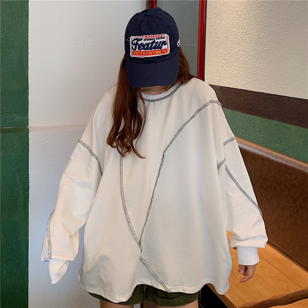 Oversized size pregnant women's clothing women's autumn new medium-long version Gaffin to increase fashion loose long sleeve T-shirt 200 catty