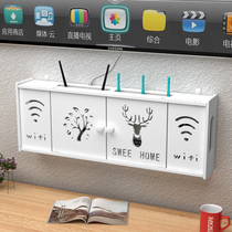 Router storage box wireless wifi cat patch board power cord blocking box set-top box wall rack free of holes