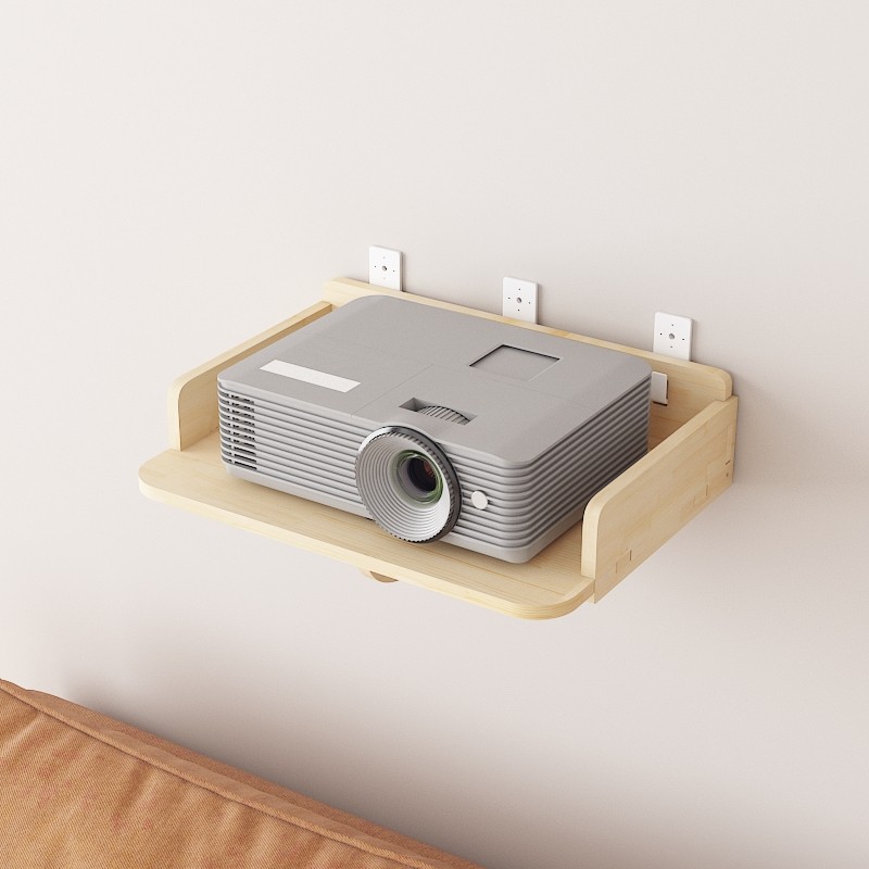 Solid wood projector bracket headboard wall-mounted free-to-punch shelf wifi router projector to place bench sub-Taobao