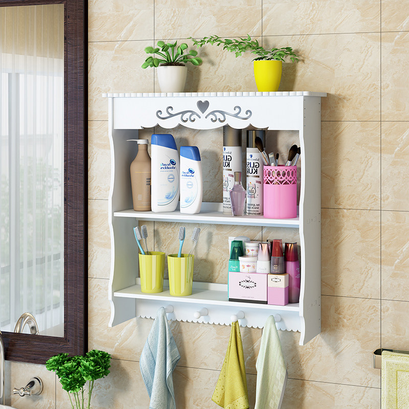 Makeup Room Shelve Wall Wall-mounted Bathroom Wall Free of perforated waterproof washroom suction wall-type washstand Wash Table Containing rack