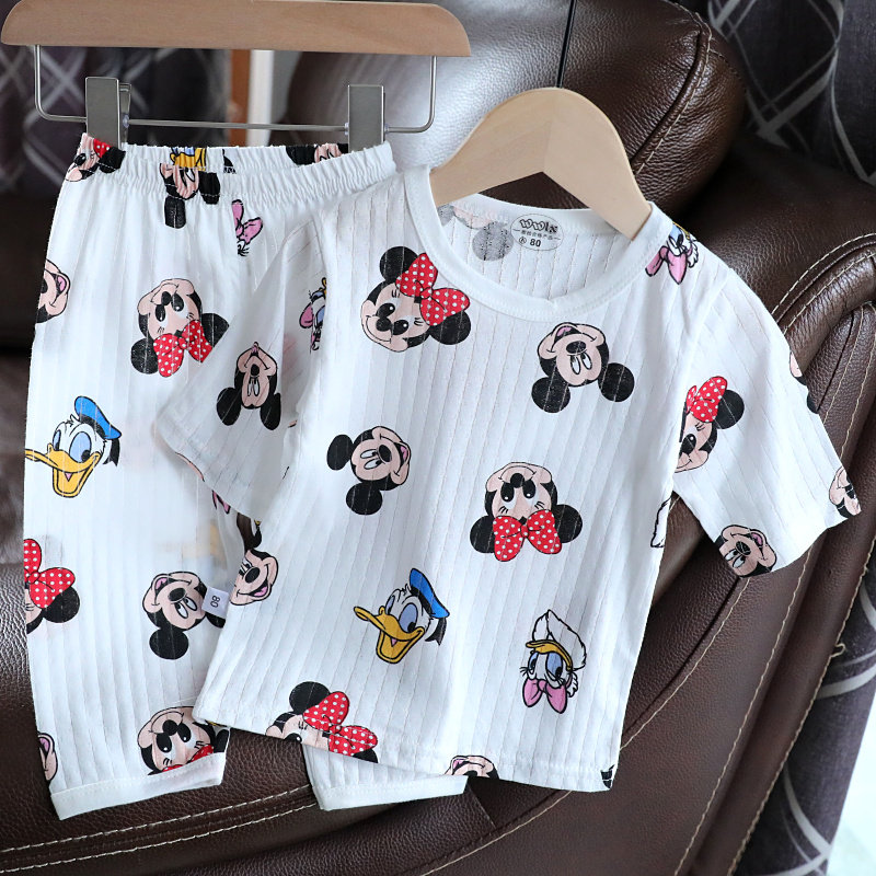 Child Sleepwear Summer Thin boy girl's home Residence 7 90% Sleeves Suit Children Baby Air Conditioning 1230