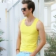 Áo thun cotton nam co giãn thể dục vừa vặn thể thao mùa hè bó sát thể thao Hàn Quốc áo trẻ trung thoáng khí - Áo vest cotton