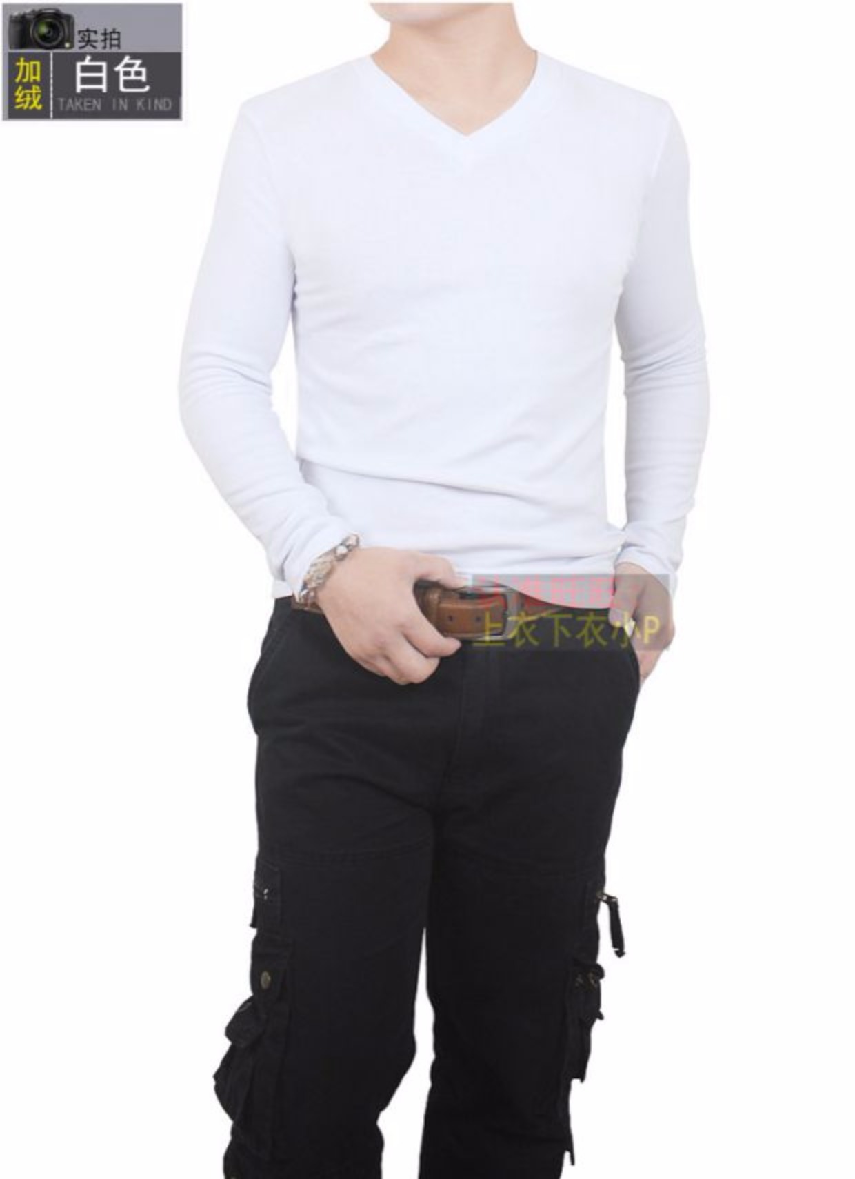 Mùa thu và mùa đông nam tay dài kích thước lớn áo thun cotton mỏng cộng với nhung dày cộng với phân bón áo thun XL cổ chữ áo oversize nam