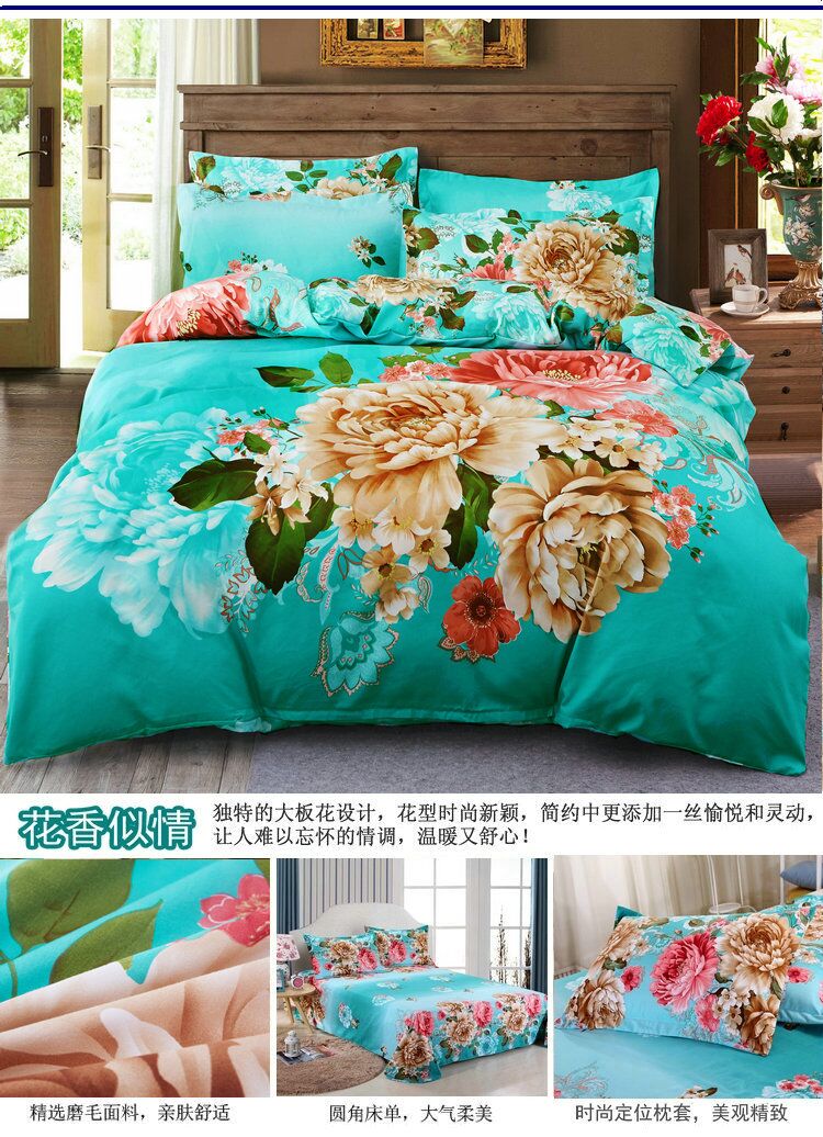Chăn bông bốn mảnh màu đỏ bao gồm chăn bông 1,8m chăn ga gối everon