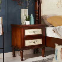 American country bedside table solid wood bedroom painting furniture three-stroke bedside cabinet pastoral storage locker