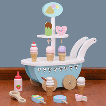 Ice cream cone ice cream children ice cream trolley wooden simulation 4-year-old boy girl educational toy