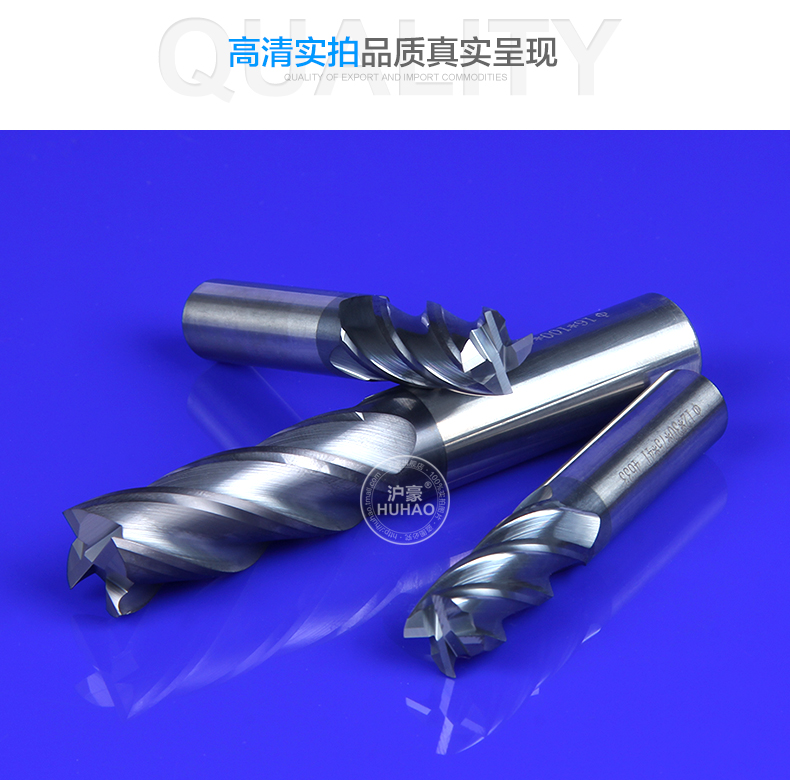 Huhao vonfram thép thẳng shank end mill máy tính điều khiển số cacbua đầu cắt dài 4 lưỡi công cụ cắt thép không gỉ - Dụng cụ cắt