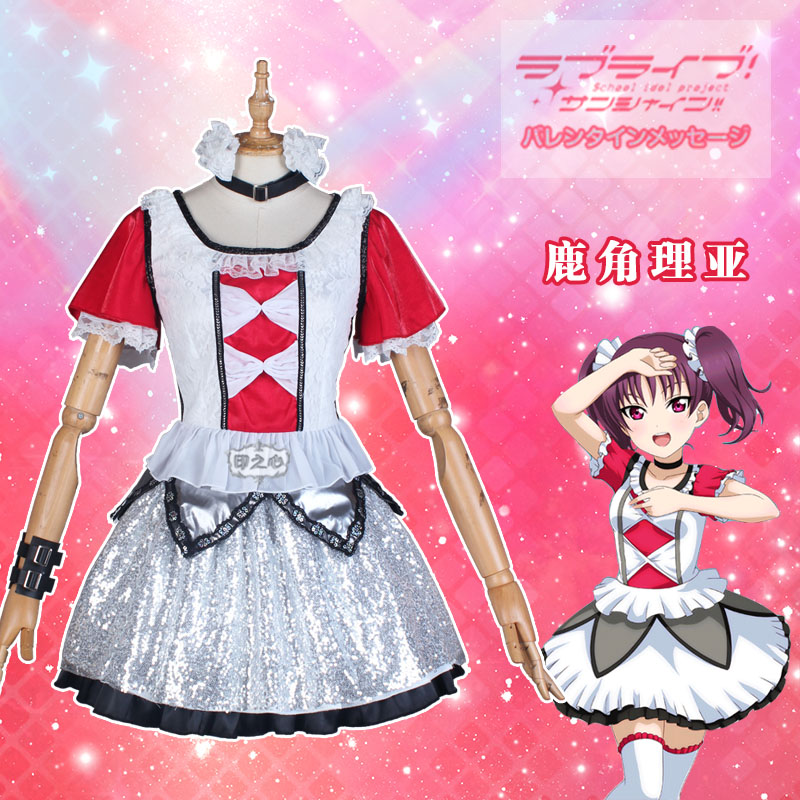 Print Hearts COS Love LoveLive Sunshine Saint Snow Sacred Snow Group Deer Antlers Costume