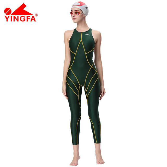 Yingfa Sharkskin Women's One-Piece Swimsuit Quick-Drying Professional Competition Training Long-Leg Nine-Point Swimwear