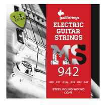Gallistrings MS0942 all-steel electric guitar strings made in Italy string set with pick included