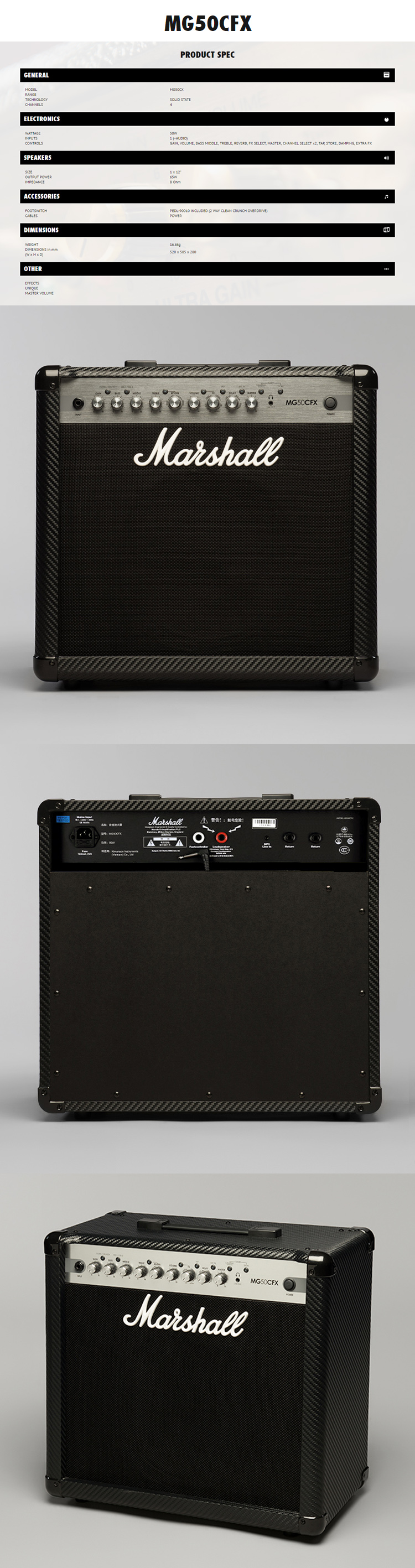 Chất liệu Qi Marshall thìa thìa Marshall MG50CFX loa guitar điện âm thanh 50 watt - Loa loa loa jbl flip 4
