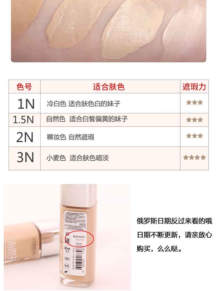 Nga LOreal hoàn hảo phù hợp với kem nền dạng lỏng hoàn hảo 30mlN1 / N1.5SPF16 kiểm soát kem nền che khuyết điểm - Nền tảng chất lỏng / Stick Foundation phấn nước innisfree