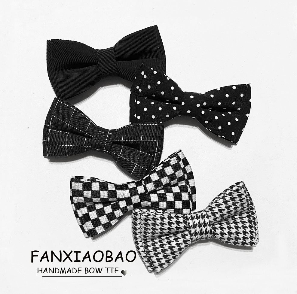 FXB handmade black white lattice spotting baby boy bowtie baby boy boy boy boy shirt collar knot