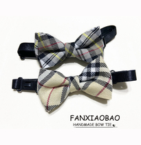 FXB handmade black gray beige plaid 100-day baby baby one-year-old child collar flower children boy student bow tie