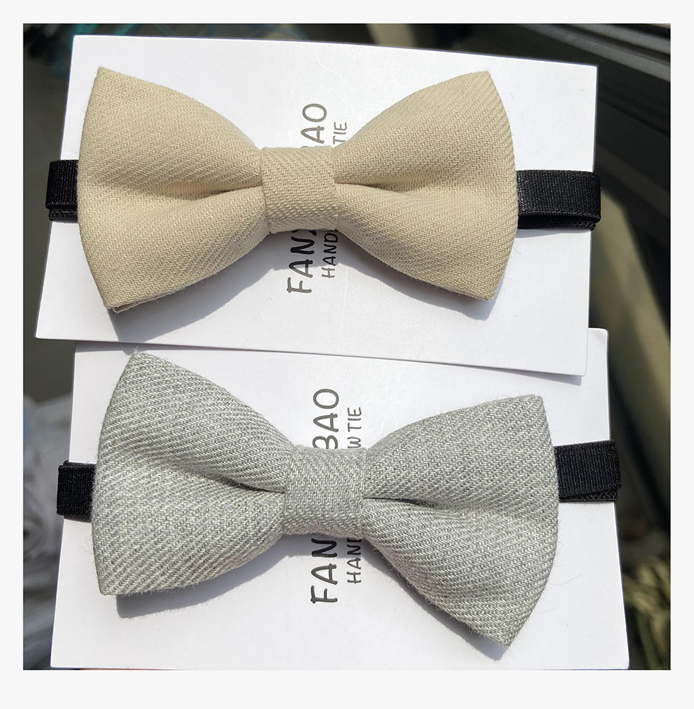 FXB Artisanal Beige Grey Birthday Little Baby Bow Tie Child Boy Boy Boy Pure Color Casual Shirt Collar-Taobao