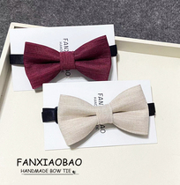 FXB handmade wine red beige boy collar flower solid color all-match childrens students boys childrens tie shirt bow tie