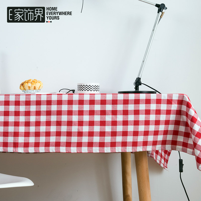 Red White Plaid Tablecloth Cloth Art Tea Table Desk Table Mat Nordic Ins Wind Student Living Room Classic Frescoed Retro