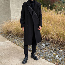 Spring and autumn British wind wool coat men Korean version of loose long knee trend thickening mens woolen coat