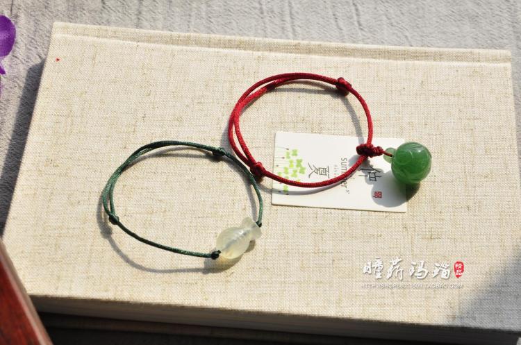 Ngọc tự nhiên nhỏ cá tay dây vòng chân cha mẹ-con Phần ngọc bích chạm khắc hoa sen hạt vòng tay thời trang đôi - Vòng chân lắc chân nữ đẹp