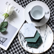 MOM Two-pack ins Nordic style Marble coaster insulation pad Diamond polygon coffee coaster non-slip mat
