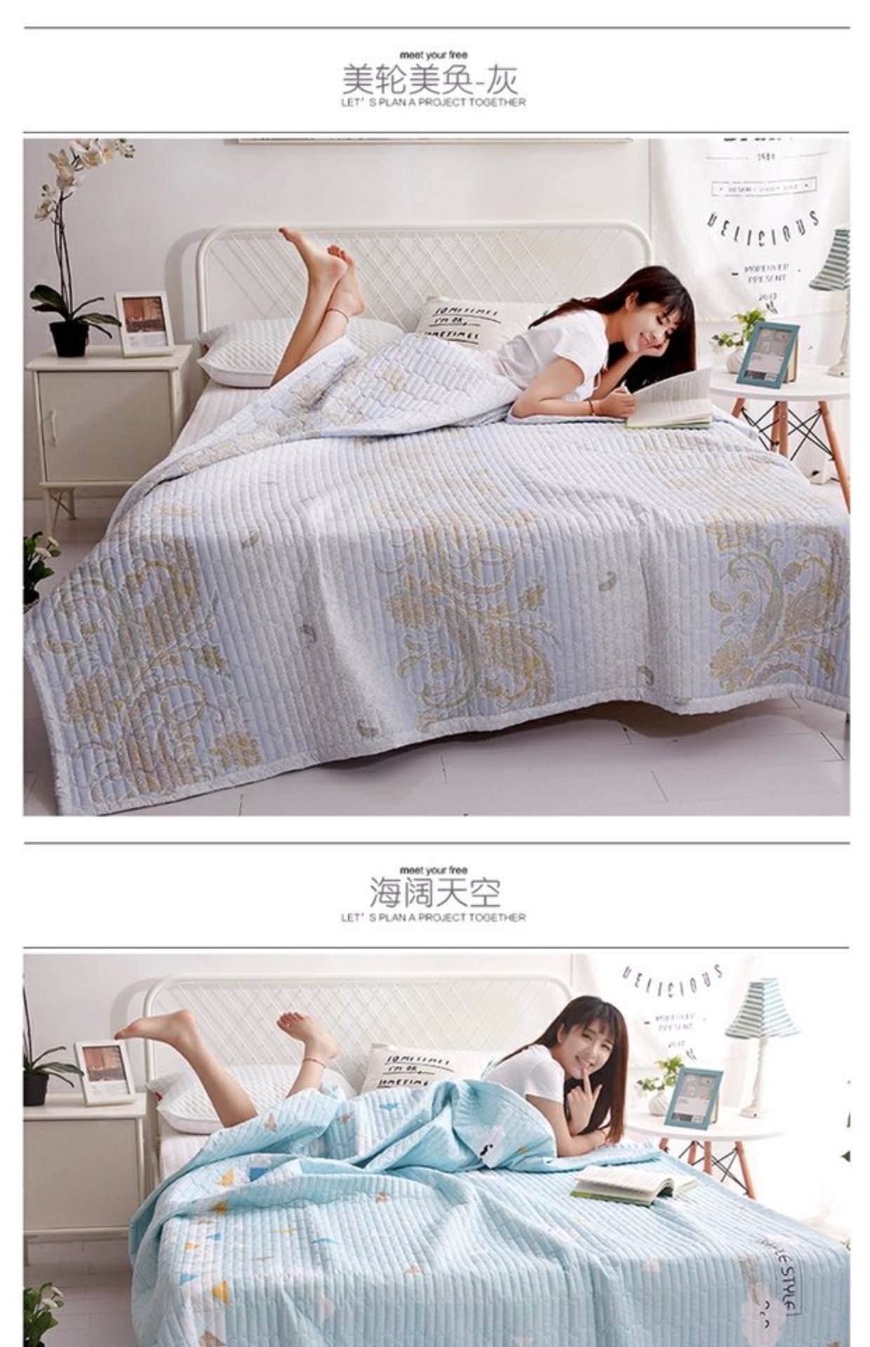 Mùa hè rửa sạch bông bông bìa giường được in one-piece đi chăn đa năng khí đôi chăn điều hòa chăn văn phòng - Trải giường ga giường chống thấm nước