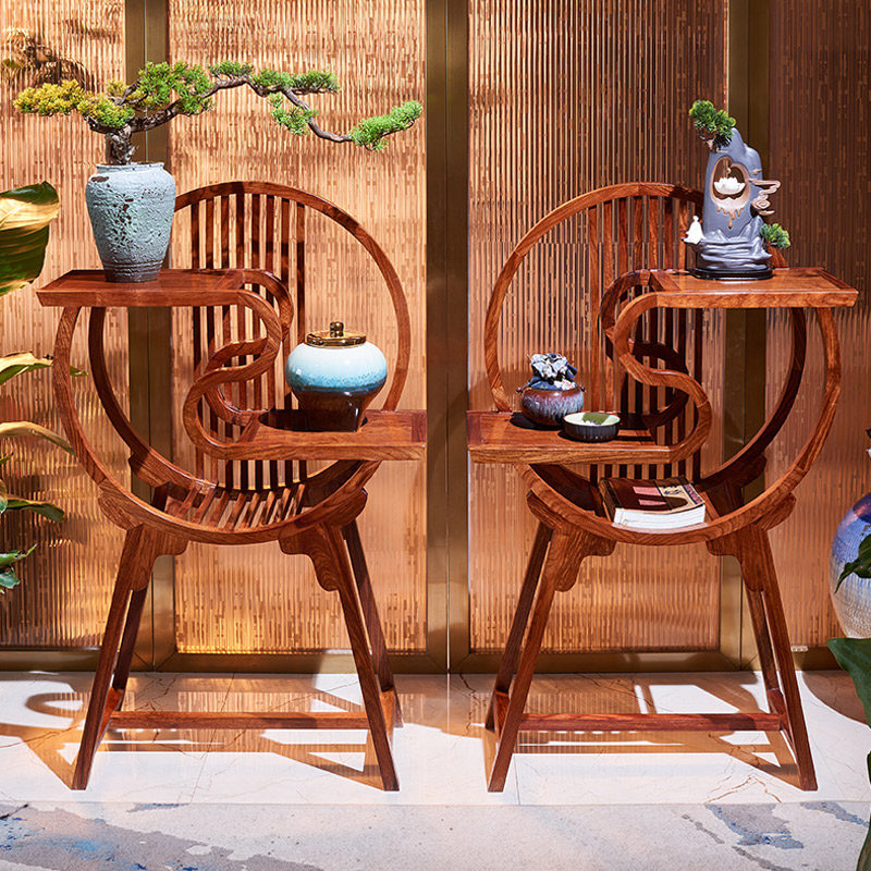Living room mahogany flower stand Floor-standing creative solid wood balcony rack Chinese-style multi-functional household red sandalwood flower table