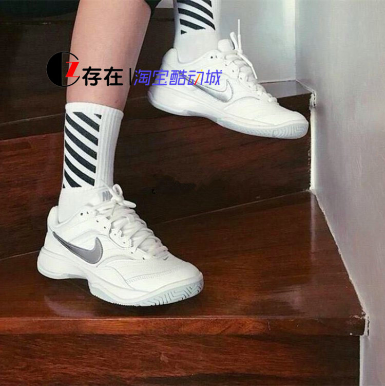 Nike NIKE COURT LITE Women Silver Silver Hook Net Red Old Shoes Sneakers 845048-100 giày thể thao sneaker