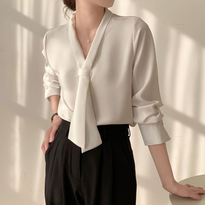 Plus Size Women's Tie Shirt and Skirt Set, Long-Sleeved Chiffon Shirt for Fat Women, Professional Base Shirt and Skirt Set Plus Size Women's Tie Shirt and Skirt Set, Long-Sleeved Chiffon Shirt for Fat Women, Professional Base Shirt and Skirt Set