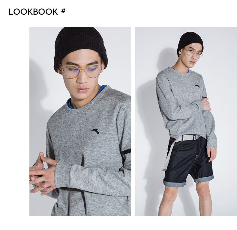 Anta áo len nam 2018 mùa thu mới chính hãng đơn giản cổ tròn chạm đáy áo thun thời trang nam thể thao tay dài sweater đẹp