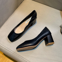 Square head crude heel Single and women 2021 Summer new fashion 100 hitchhiking style a foot pedal side heel high heel