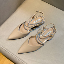 Baotou Pointed Cool lady 2021 Summer new fashion 100 hitch female wind I have a rough heel with low heel.