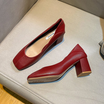 Square head Asakata Single female 2021 Summer new Korean version Fashion gentle fairy Wind coarder heel high heel high heel