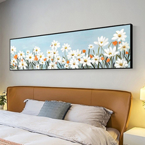 Bedroom oil painting hanging painting modern minimalist cozy main sleeper headboard painted blue Nordic flower scenery decoration painting hand-painted