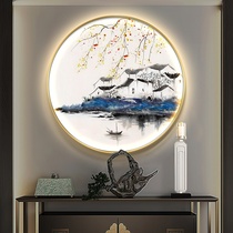 New Chinese Xuanguan Decorative Painting Superior Sensuo Lantern Painting Book Room Tea Room Circular Zen landscape painting Living room Handpainted oil painting