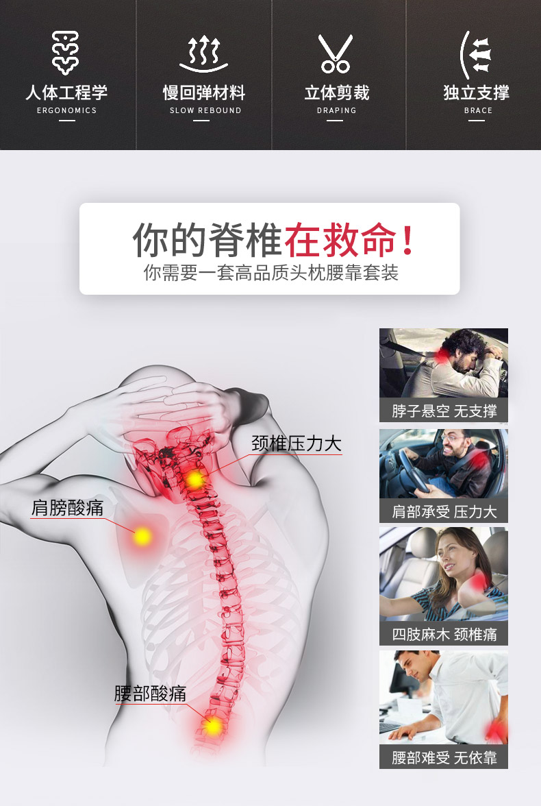 Gối tựa đầu xe cổ gối một cặp ghế cổ tử cung phụ kiện xe hơi eo đệm đệm xe gối - Ô tô nội thất Accesseries đệm lót ghế ngồi oto