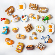 3D three-dimensional simulation food resin refrigerator sticker bread single yellow egg egg poached egg milk sucker magnetic paste