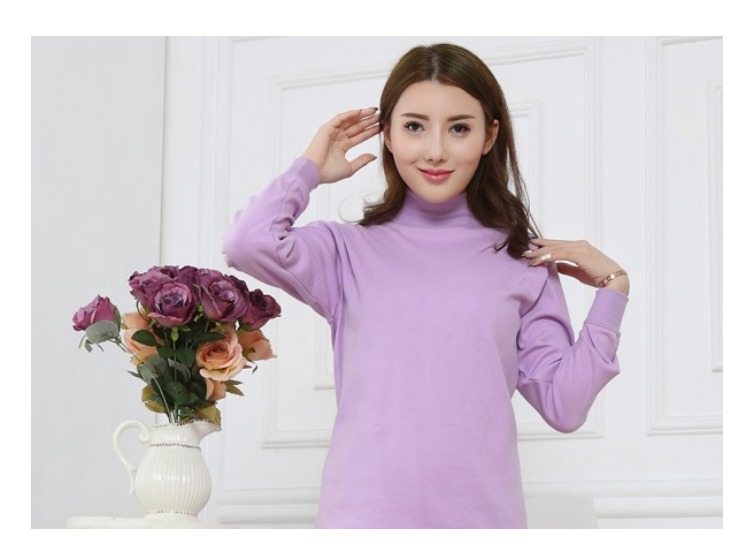 Ligong Minqiu thương hiệu cotton nửa cao cổ áo ấm của phụ nữ áo sơ mi top (top)