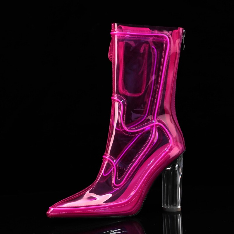 Jr Transparent Short Boots for Women Unique Led Flashing Light Music Festival Christmas Party Glowing Shoes High Heels Women's Boots