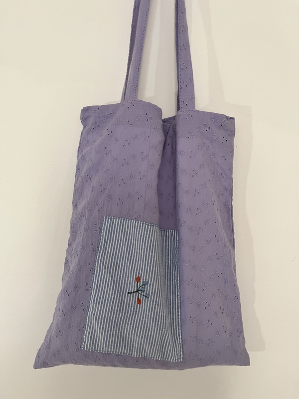 Special Edition: Fragrant Taro Purple Pure Cotton Soft Embroidered Hollow Out Single Shoulder Bag in Light Purple Fabric Special Edition: Fragrant Taro Purple Pure Cotton Soft Embroidered Hollow Out Single Shoulder Bag in Light Purple Fabric
