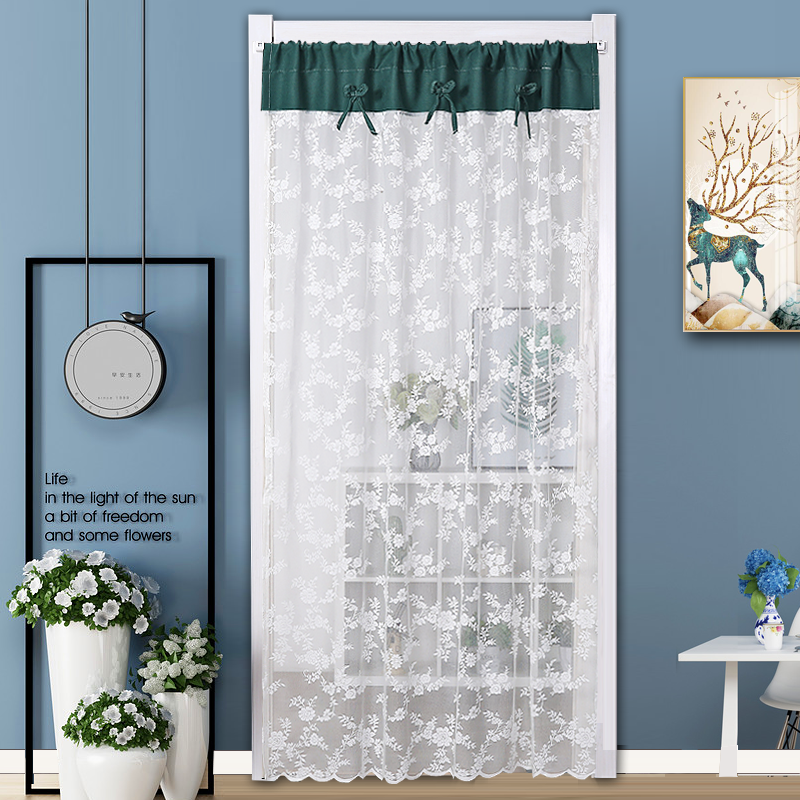 Non-perforated semi-transparent door curtain lace gauze cabinet curtain Feng Shui porch partition curtain custom bedroom kitchen cabinet shade curtain