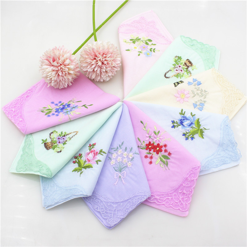 3 ultra low-priced embroidered small size all-cotton handmade pastel retro pure cotton lace embroidered handkeratlantique handmade decoration