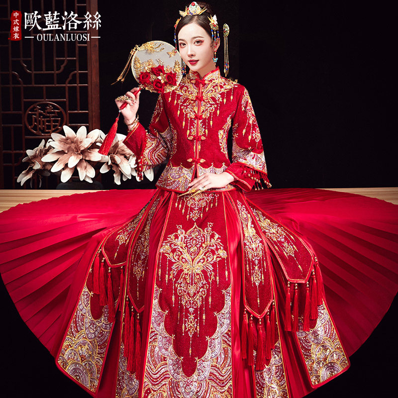 Xiuhe clothing bride 2021 New toast clothing wedding dress show kimono Chinese wedding dress wedding dress Xiuhe female