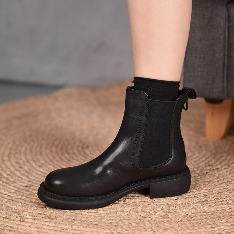 Artmu Amuynlen Wind Head Layer Cow Leather Chelsea Boots Woman Short Boots Black Boots Tobacon Boots 2021 New