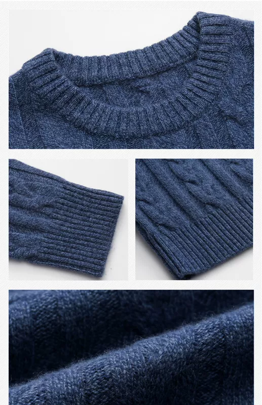 Đầu mùa thu nam giới áo len cashmere cổ tròn dày áo thun xoắn cơ sở ấm áp thời trang áo len đan hàng đầu - Cặp đôi áo len